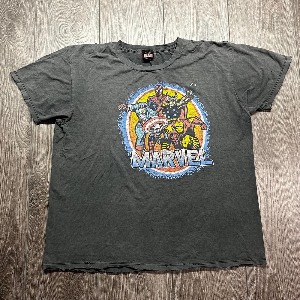 Vintage Marvel Mad Engine Faded Black Band T Shirt Medium y2k Faded Graphic